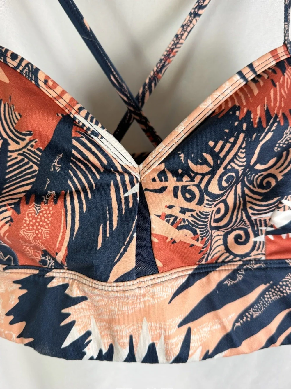 JoyLab Medium Abstract Print Strappy Longline Sports Bra Crop Top